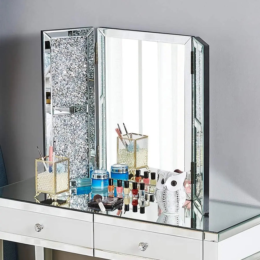 Crushed Diamond Trifold Mirror for Dressing Table TARLEE