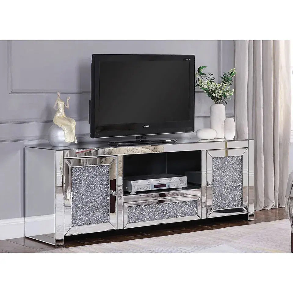 Large Crushed Diamond Mirrored TV unit Tarlee