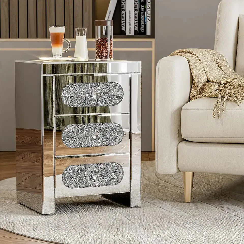 Mirrored nightstand with wireless charging and USB output Tarlee