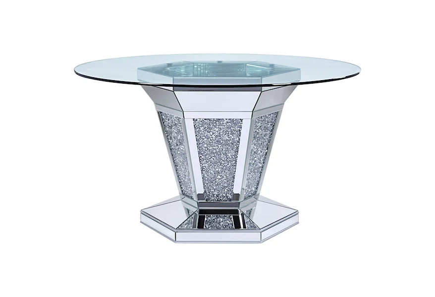 Circular dining table tempered glass surface adorned TARLEE